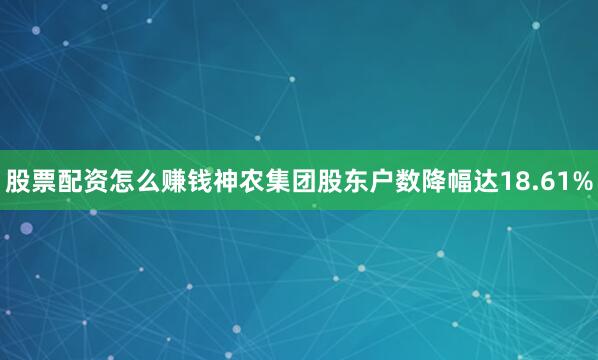 股票配资怎么赚钱　　神农集团股东户数降幅达18.61%